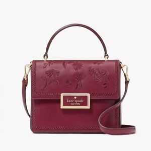 ♠️ Kate Spade Reegan Botanical Embroidered Top Handle Crossbody, Blackberry NWT